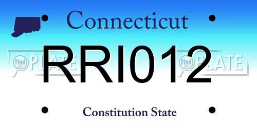 RRI012 Connecticut License Plate