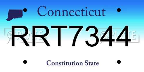 RRT7344 Connecticut License Plate