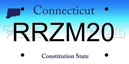 RRZM20 Connecticut License Plate