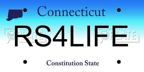 RS4LIFE Connecticut License Plate