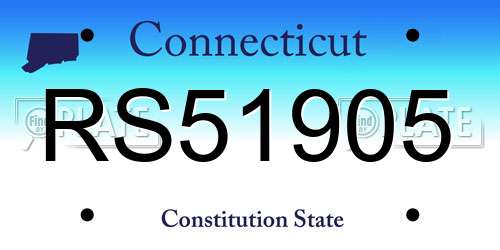 RS51905 Connecticut License Plate