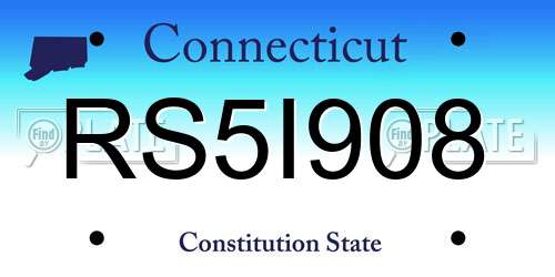 RS5I908 Connecticut License Plate