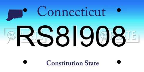 RS8I908 Connecticut License Plate