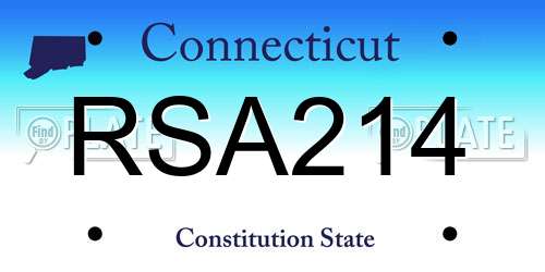 RSA214 Connecticut License Plate