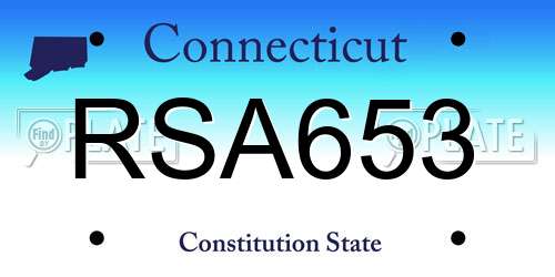 RSA653 Connecticut License Plate