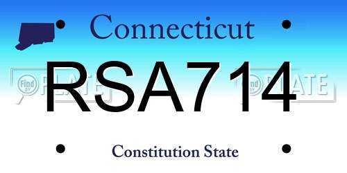 RSA714 Connecticut License Plate