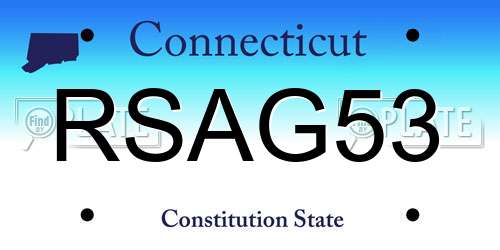 RSAG53 Connecticut License Plate