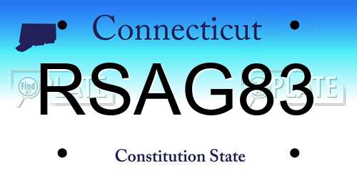RSAG83 Connecticut License Plate