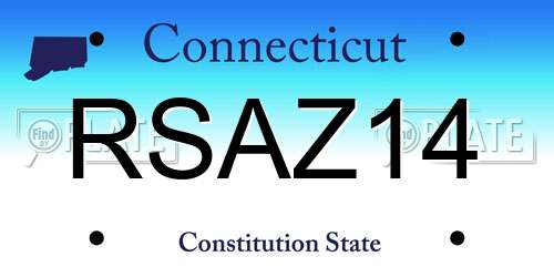 RSAZ14 Connecticut License Plate