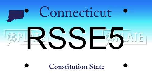 RSSE5 Connecticut License Plate