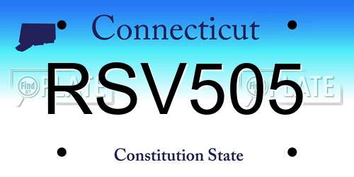 RSV505 Connecticut License Plate