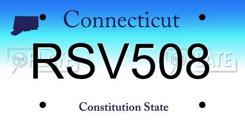RSV508 Connecticut License Plate