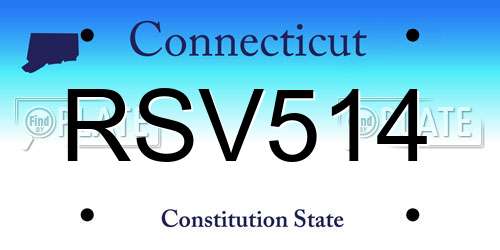 RSV514 Connecticut License Plate