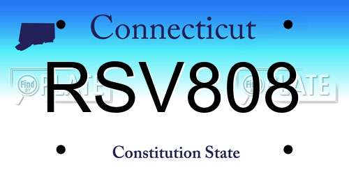 RSV808 Connecticut License Plate