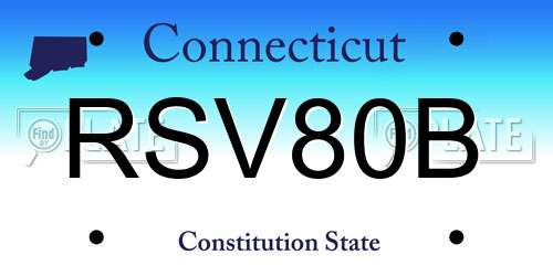 RSV80B Connecticut License Plate