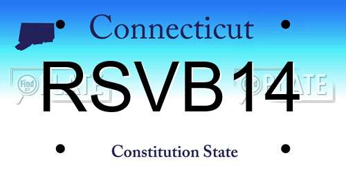 RSVB14 Connecticut License Plate