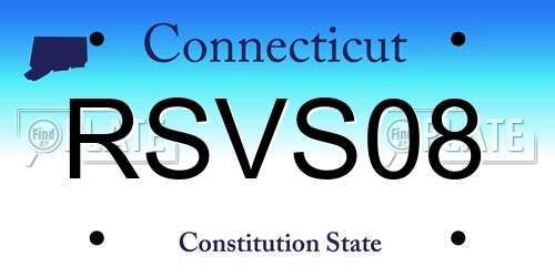 RSVS08 Connecticut License Plate