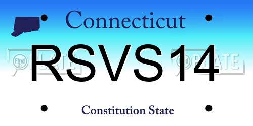 RSVS14 Connecticut License Plate
