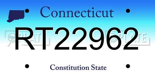RT22962 Connecticut License Plate