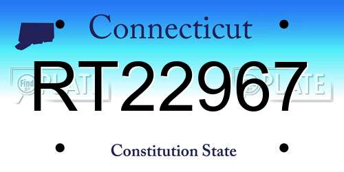 RT22967 Connecticut License Plate