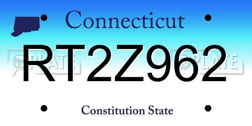RT2Z962 Connecticut License Plate