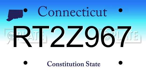 RT2Z967 Connecticut License Plate