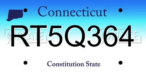 RT5Q364 Connecticut License Plate