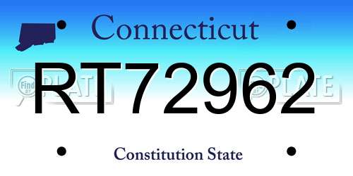 RT72962 Connecticut License Plate