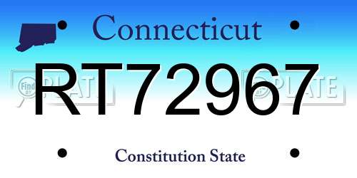 RT72967 Connecticut License Plate