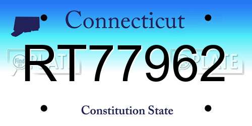 RT77962 Connecticut License Plate