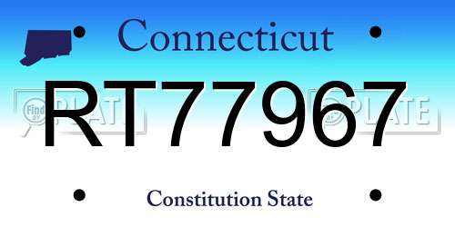 RT77967 Connecticut License Plate