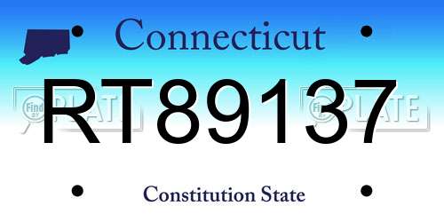 RT89137 Connecticut License Plate