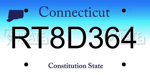 RT8D364 Connecticut License Plate
