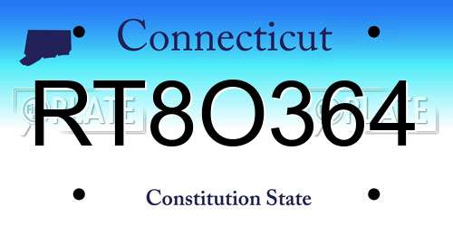 RT8O364 Connecticut License Plate