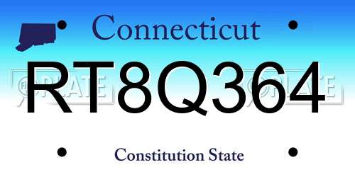 RT8Q364 Connecticut License Plate