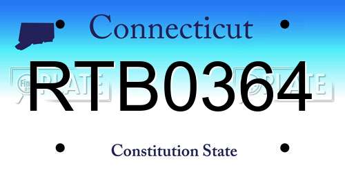 RTB0364 Connecticut License Plate