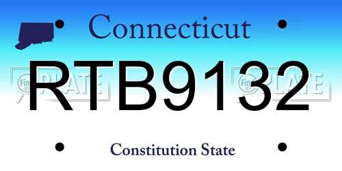 RTB9132 Connecticut License Plate