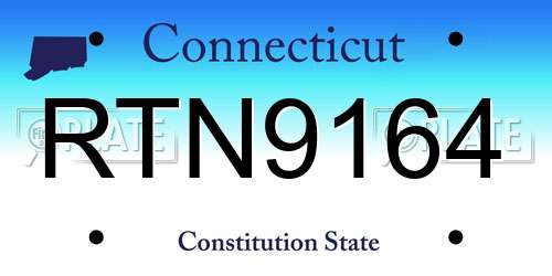 RTN9164 Connecticut License Plate