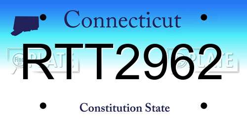 RTT2962 Connecticut License Plate