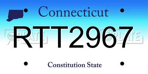 RTT2967 Connecticut License Plate