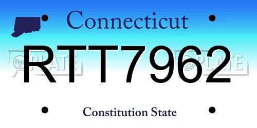 RTT7962 Connecticut License Plate