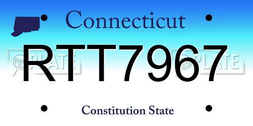 RTT7967 Connecticut License Plate
