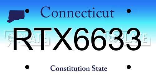 RTX6633 Connecticut License Plate
