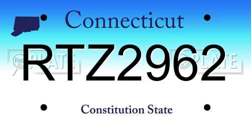 RTZ2962 Connecticut License Plate