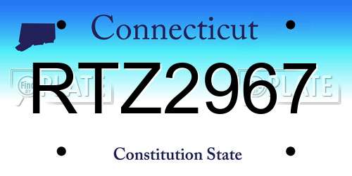 RTZ2967 Connecticut License Plate