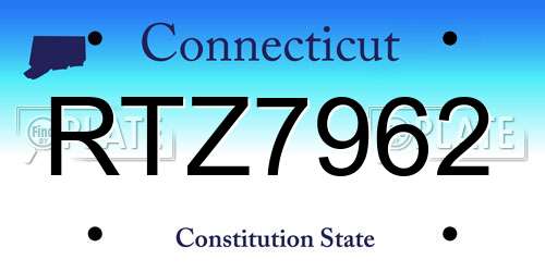 RTZ7962 Connecticut License Plate