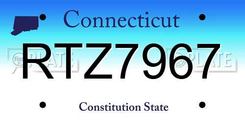 RTZ7967 Connecticut License Plate