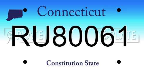 RU80061 Connecticut License Plate