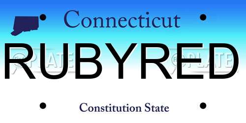 RUBYRED Connecticut License Plate