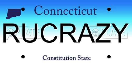 RUCRAZY Connecticut License Plate